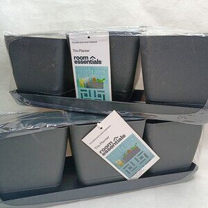 Room Essential Trio Planters New In Pkg 4 Inches Set Of 2 Pkg Black